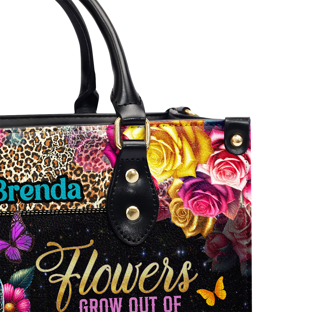 Flowers Grow Out Of Dark Moments - Personalized Leather Handbag SBLHBLM2710D