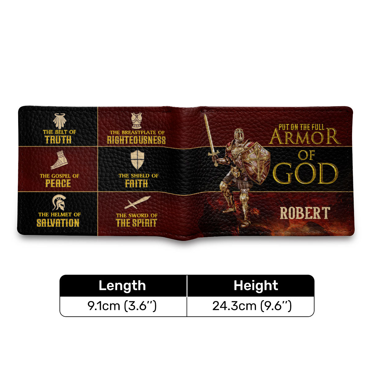 Armor of God - Personalized Leather Folded Wallet SBLFWM1029