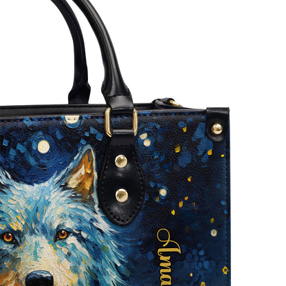 Wolf Under The Starry Night - Personalized Leather Handbag MSM26