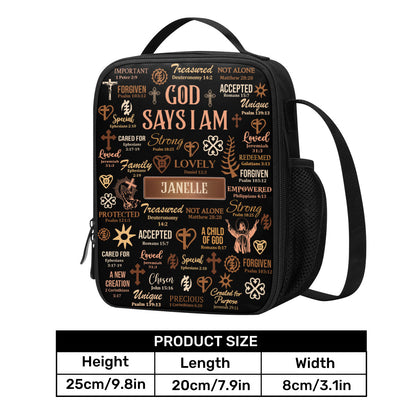 God Says I Am - Personalized Lunch Box Bag SBLBBLM1672TA