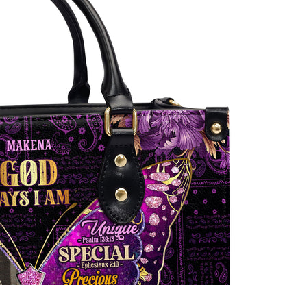 God Says I Am - Personalized Leather Handbag SBLHBLM1006TA