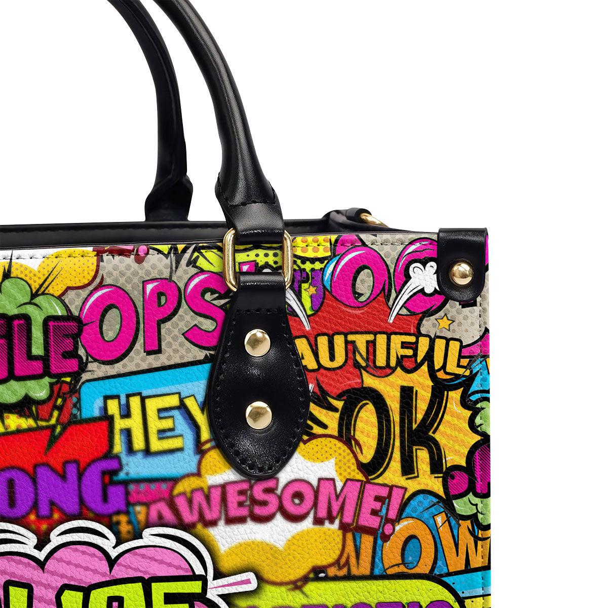 Girl Power Pop Art Style - Personalized Leather Hand Bag SBLHBPT793T