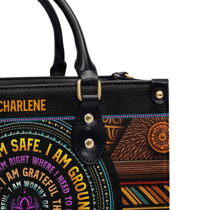 I AM SAFE, I AM BALANCED - Personalized Leather Handbag MB46