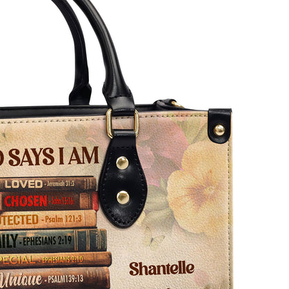 God Says I Am - Personalized Leather Handbag STB183