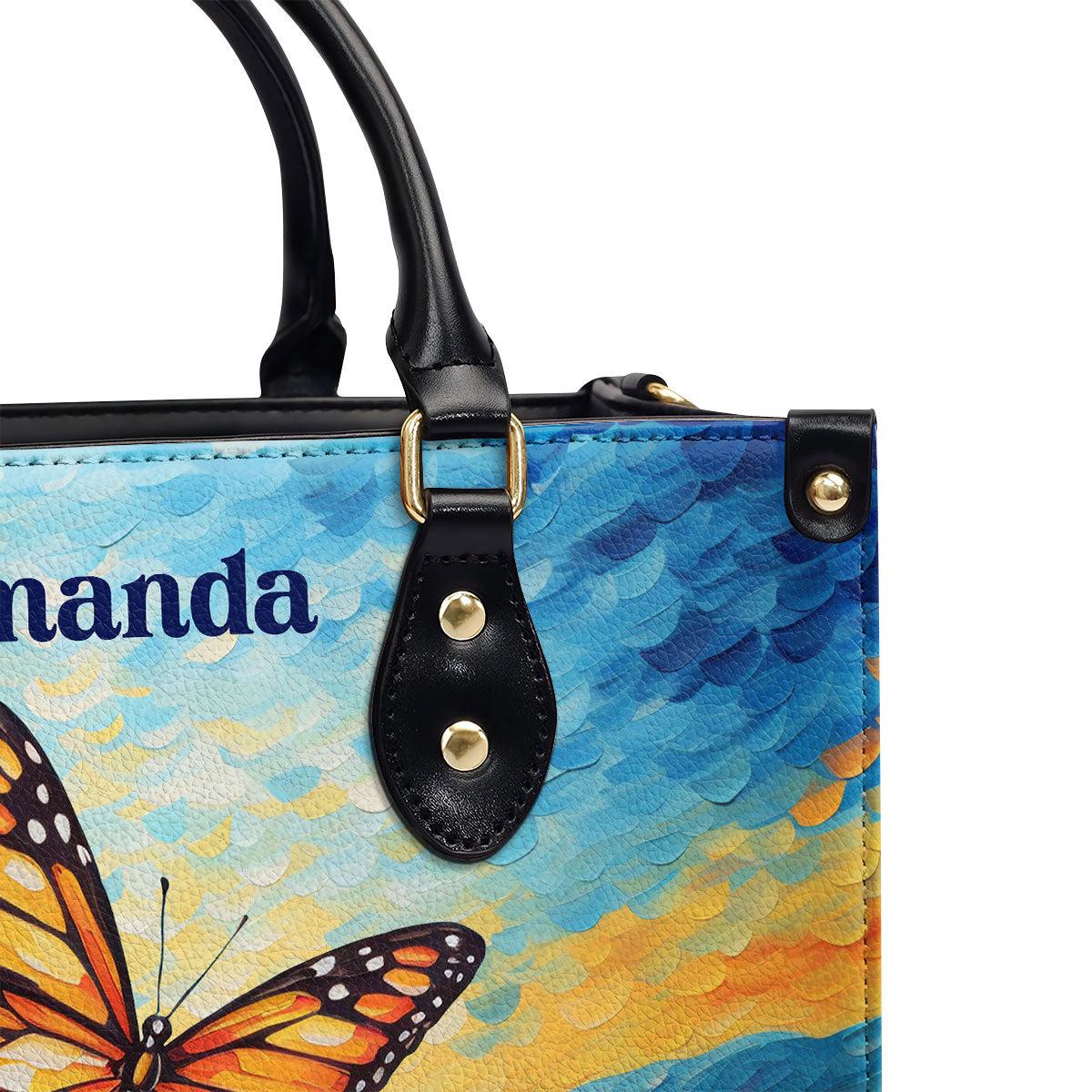 Butterfly In The Starry Night Style - Personalized Leather Handbag MSM07