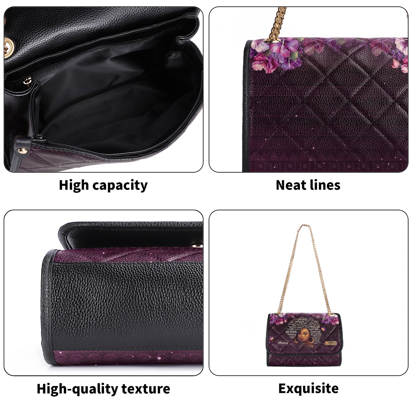 Black Queen - Personalized Convertible Shoulder Bag SBCOBLM1004M