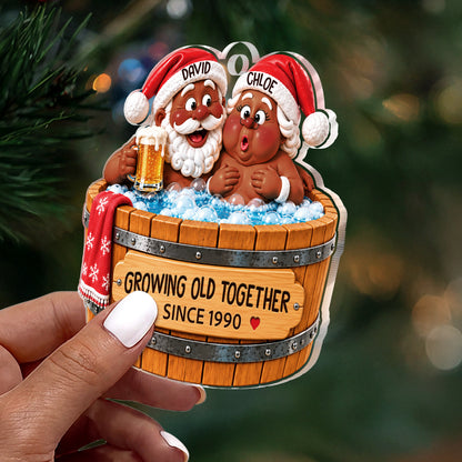 Couples Santa Hot Tub Christmas Gift - Personalized 1-Layer Acrylic Ornament