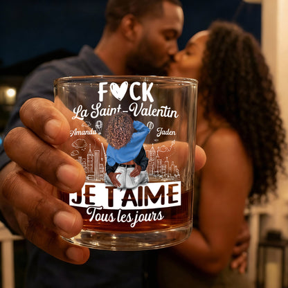 Je T’aime Tous Les Jours - Personalized Round Whiskey Glass