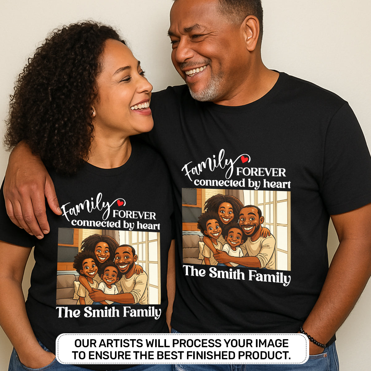 Family Forever Connected By Heart - Personalized 2D Unisex T-shirt