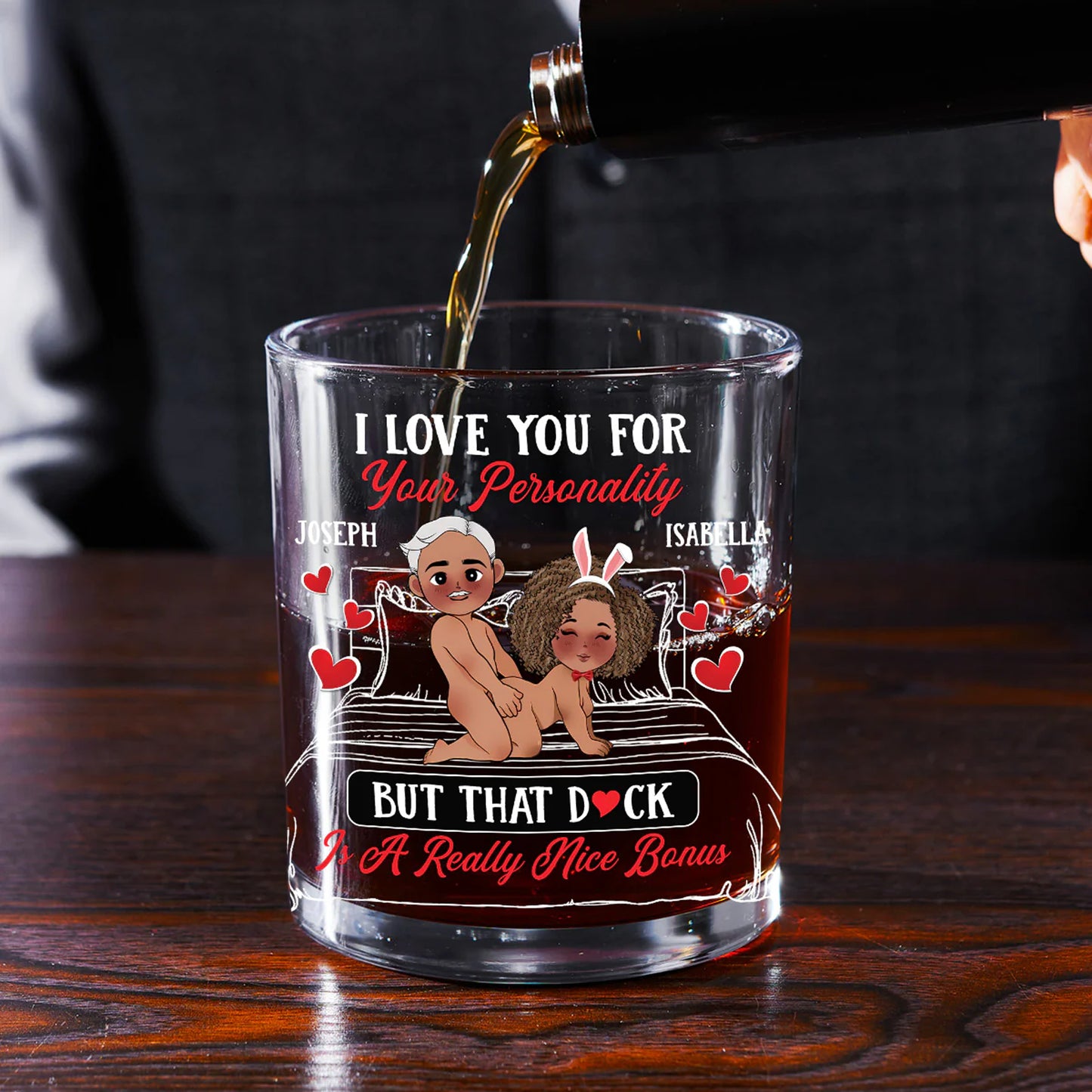 I Love You For Your Personality - Personalized Round Whiskey Glass