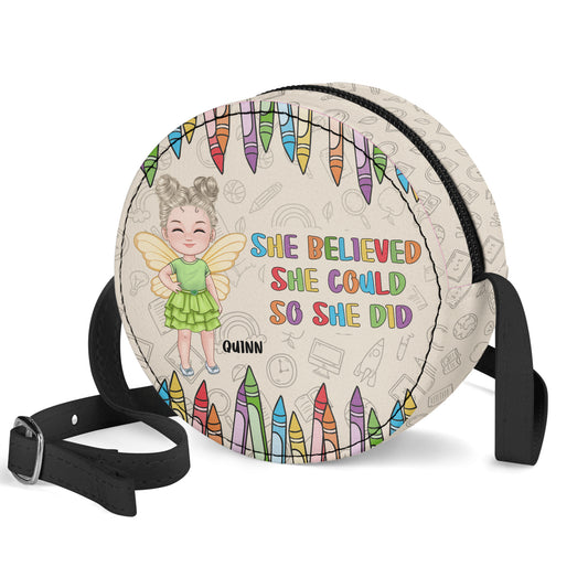 She Believed She Could So She Did - Personalized Kid Round Purse SBCRBLN1165M