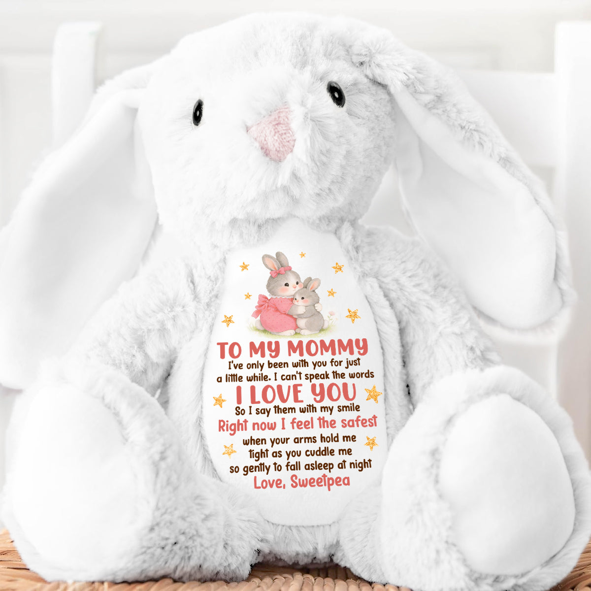 I Feel The Safest When Your Arms Hold Me - Personalized Stuffed Bunny