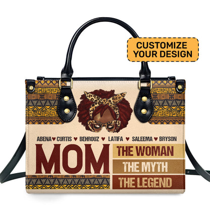 Mom The Woman The Myth The Legend - Personalized Leather Handbag SBLHBLM1931M