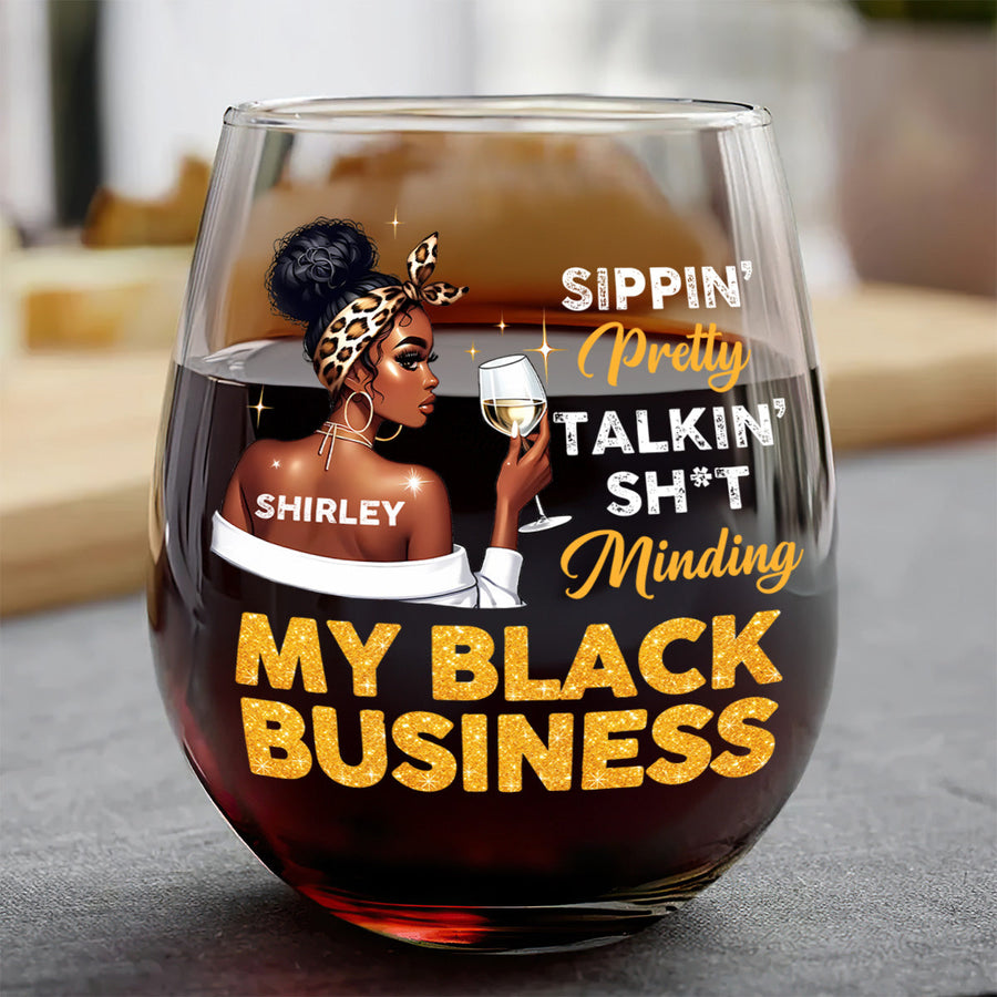 A Queen Was Born In October personalized stemless wine glass