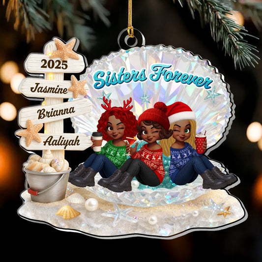 Besties And Sisters Forever - Personalized 1-Layer Acrylic Ornament