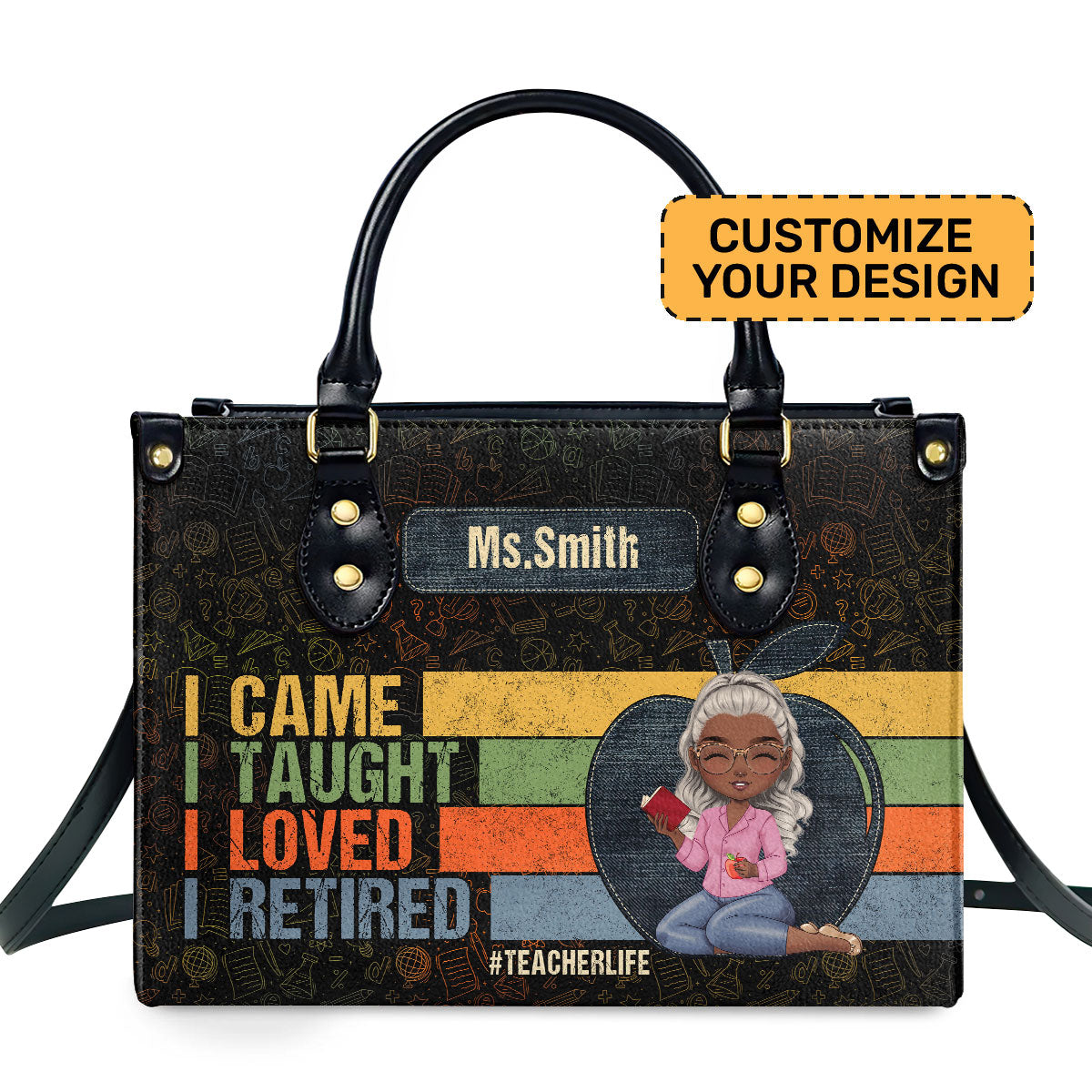 Retired Teacher - Personalized Leather Handbag SBLHBLM1567M