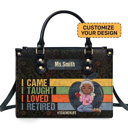 Retired Teacher - Personalized Leather Handbag SBLHBLM1567M