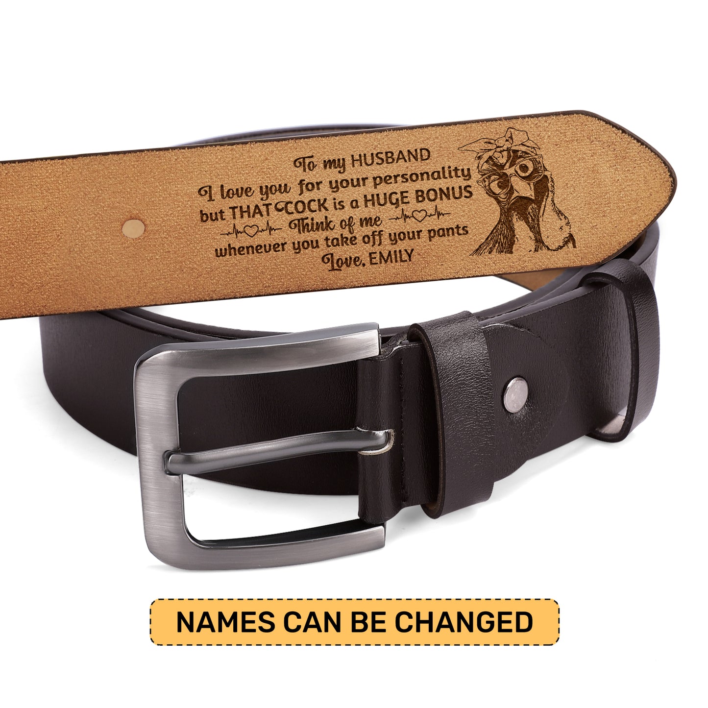 I Love You For Your Personality - Personalized Engraved Leather Belt SBELBLM1076L