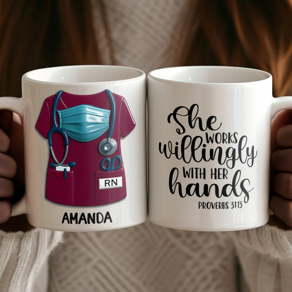 She Works Willingly With Her Hands - Personalized Ceramic Coffee Mug