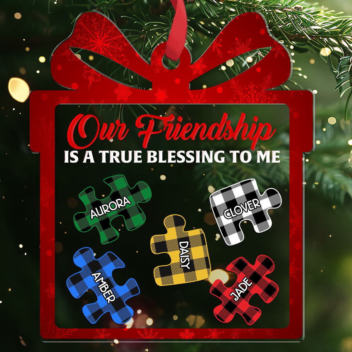 Our Friendship Is A True Blessing To Me - Personalized 3 Layered Christmas Shaker Ornament