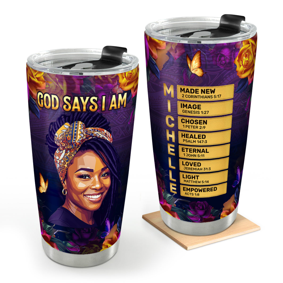 God Says I Am - Personalized Stainless Steel Tumbler