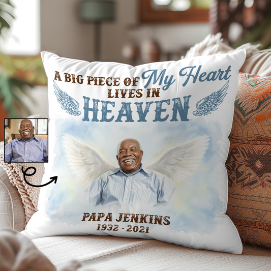 A Big Piece Of My Heart Lives In Heaven - Personalized Crystal Velvet Pillow