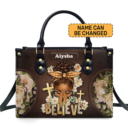 Believe - Personalized Leather Handbag SBLHBHA44