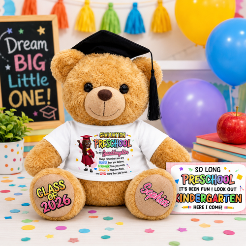 Preschool Kindergarten Graduation - Personalized Graduation Bear With Card