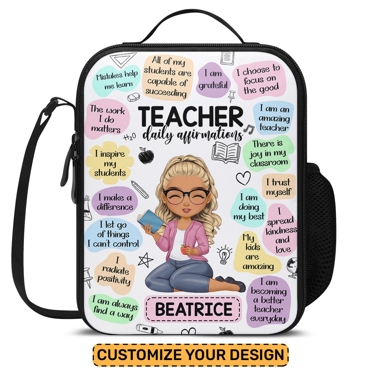 Teacher Daily Affirmations - Personalized Lunch Box Bag SBLBBLN1682L