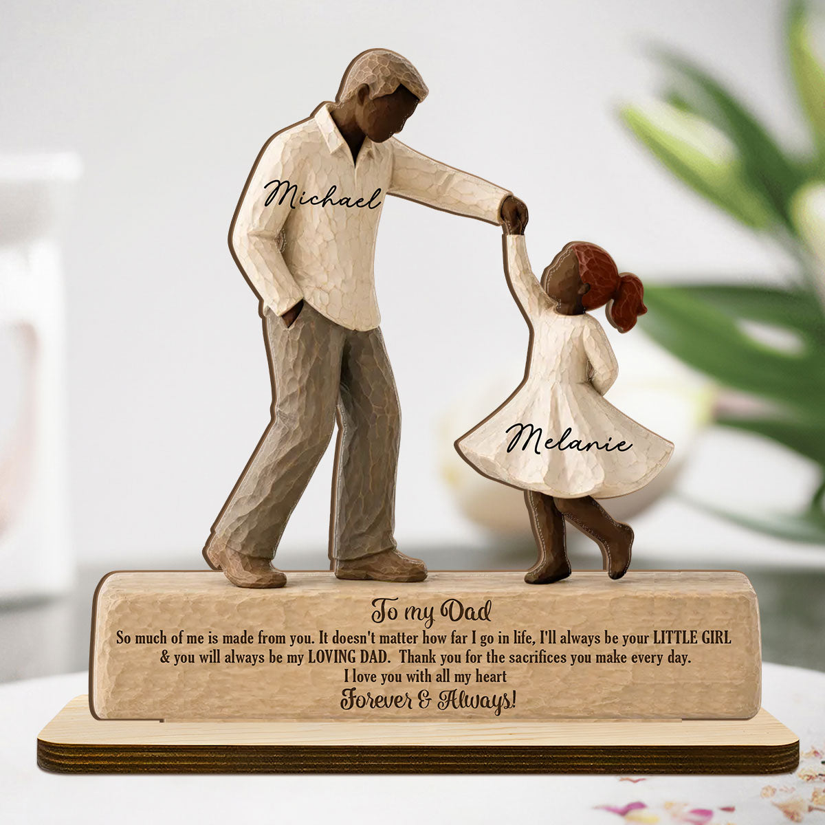 I Will Always Be Your Little Girl Father & Daughter Dancing 2D Flat Printed  - Personalized 2-Layer Wood Plaque With Flat Base