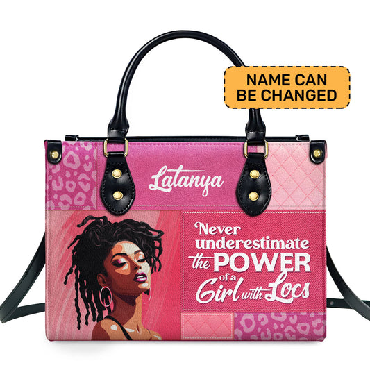 Power Of A Girl With Locs - Personalized Leather Hand Bag STB86