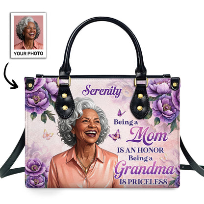 Being A Grandma Is Priceless - Personalized Leather Handbag