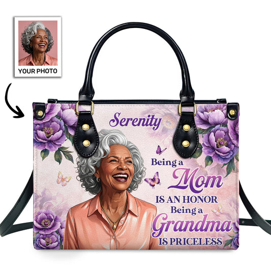 Being A Grandma Is Priceless - Personalized Leather Handbag