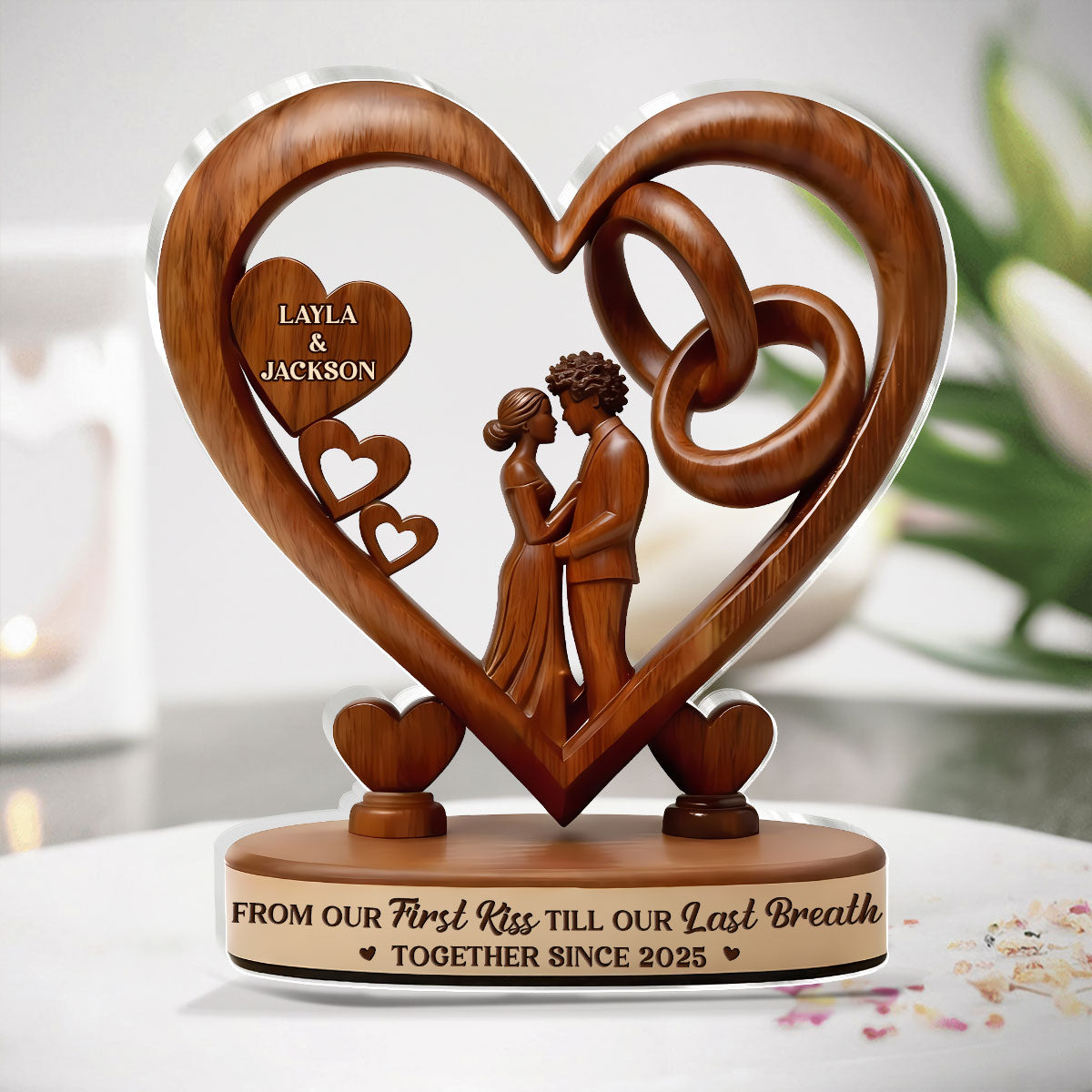 From Our First Kiss Till Our Last Breath - Personalized Custom Shaped Acrylic Plaque