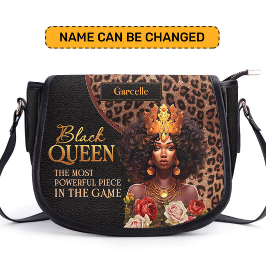 Black Queen is Powerfu- Personalized Leather Saddle Cross Body Bag MB24