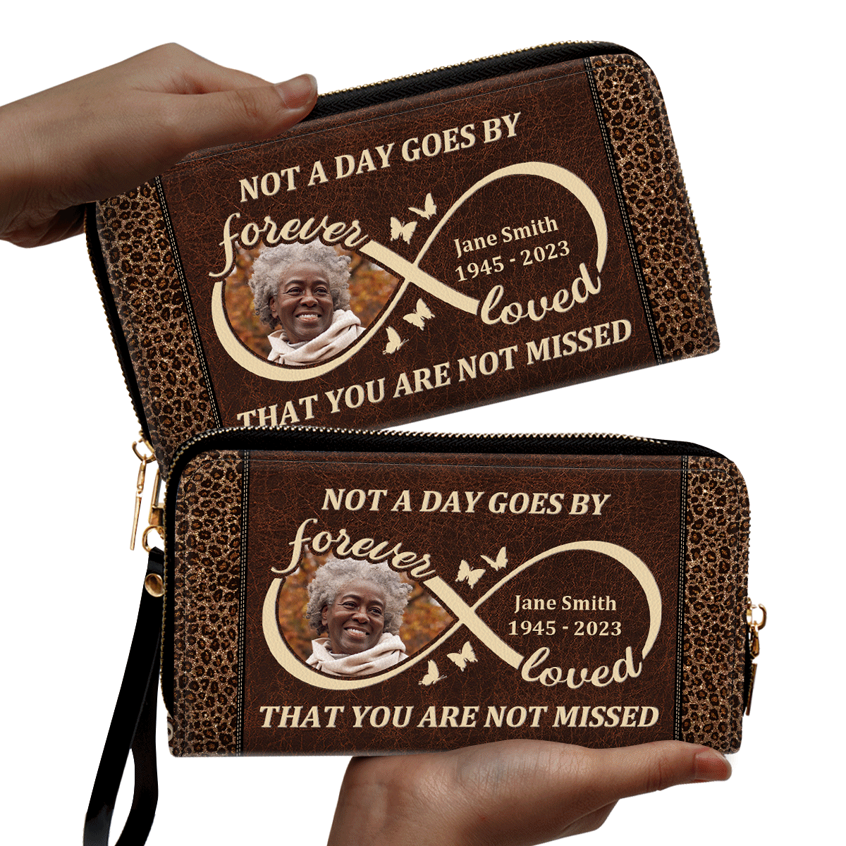 I Will Carry You With Me Until I See You Again - Personalized Leather Clutch Purse