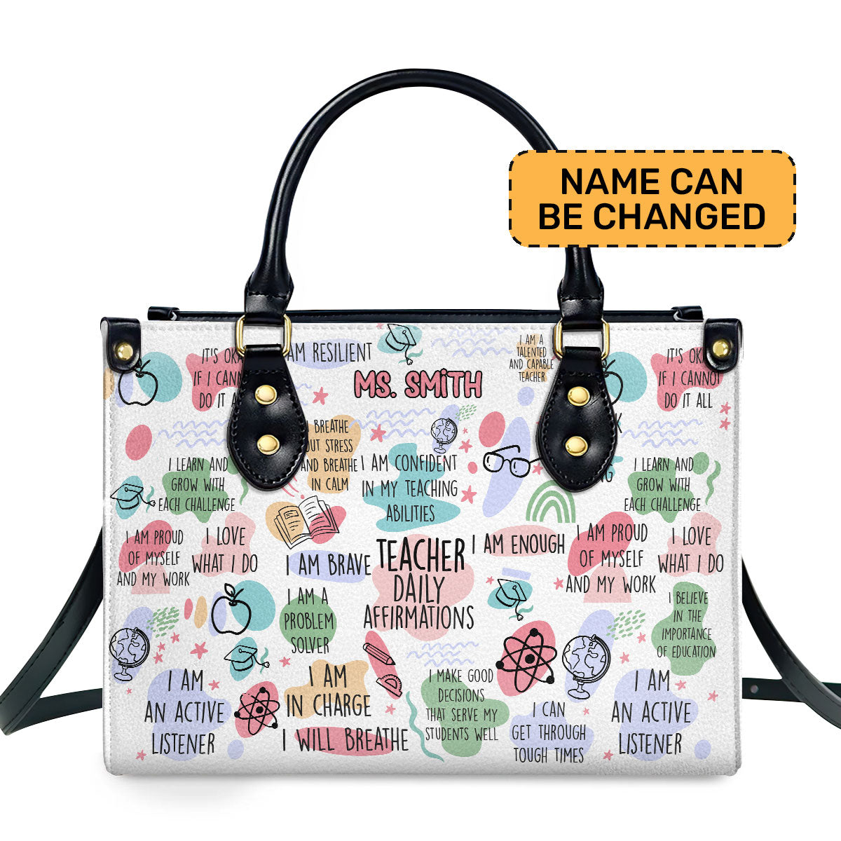 Teacher Daily Affirmations - Personalized Leather Handbag SBLHBLM999L