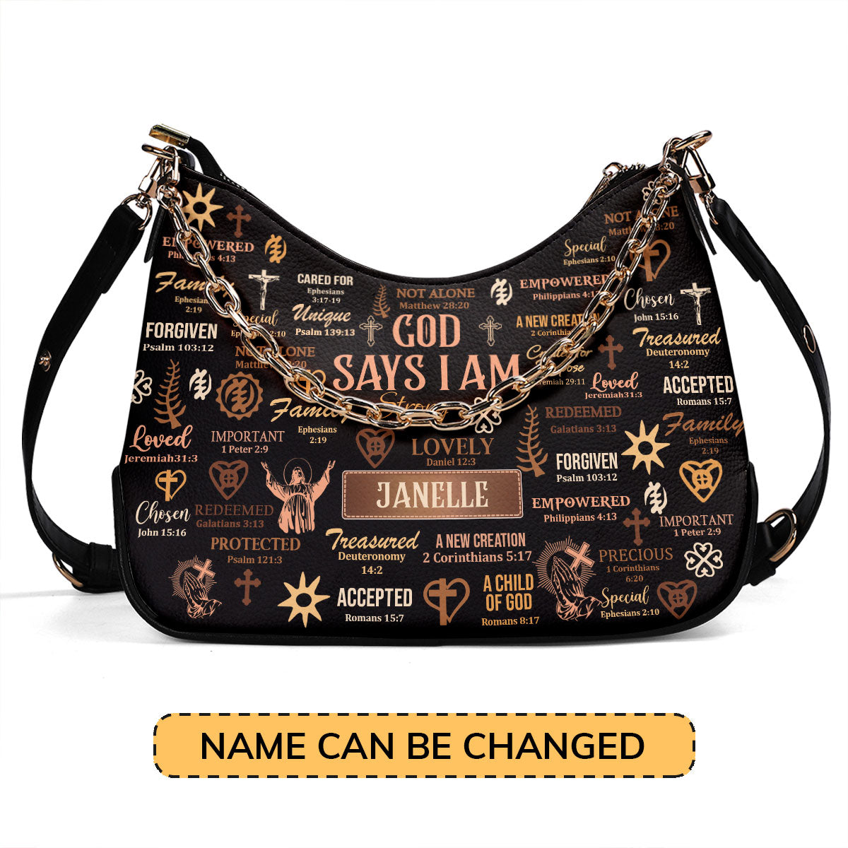 God Says I Am Chain - Personalized Chain Shoulder Bag SBCSBNUM907M