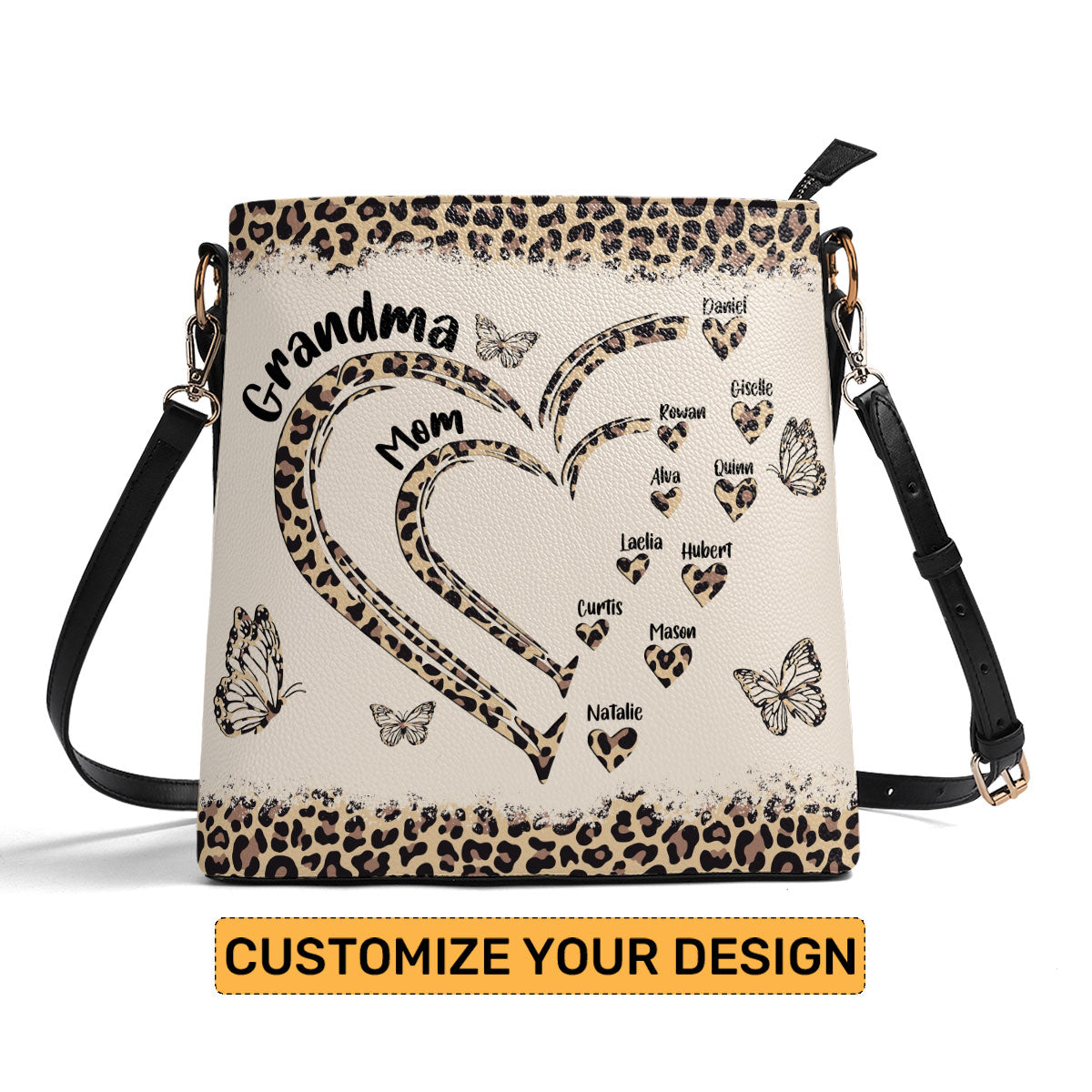 Grandma Mom Heart - Personalized Bucket Bag SBBD18LN1437D