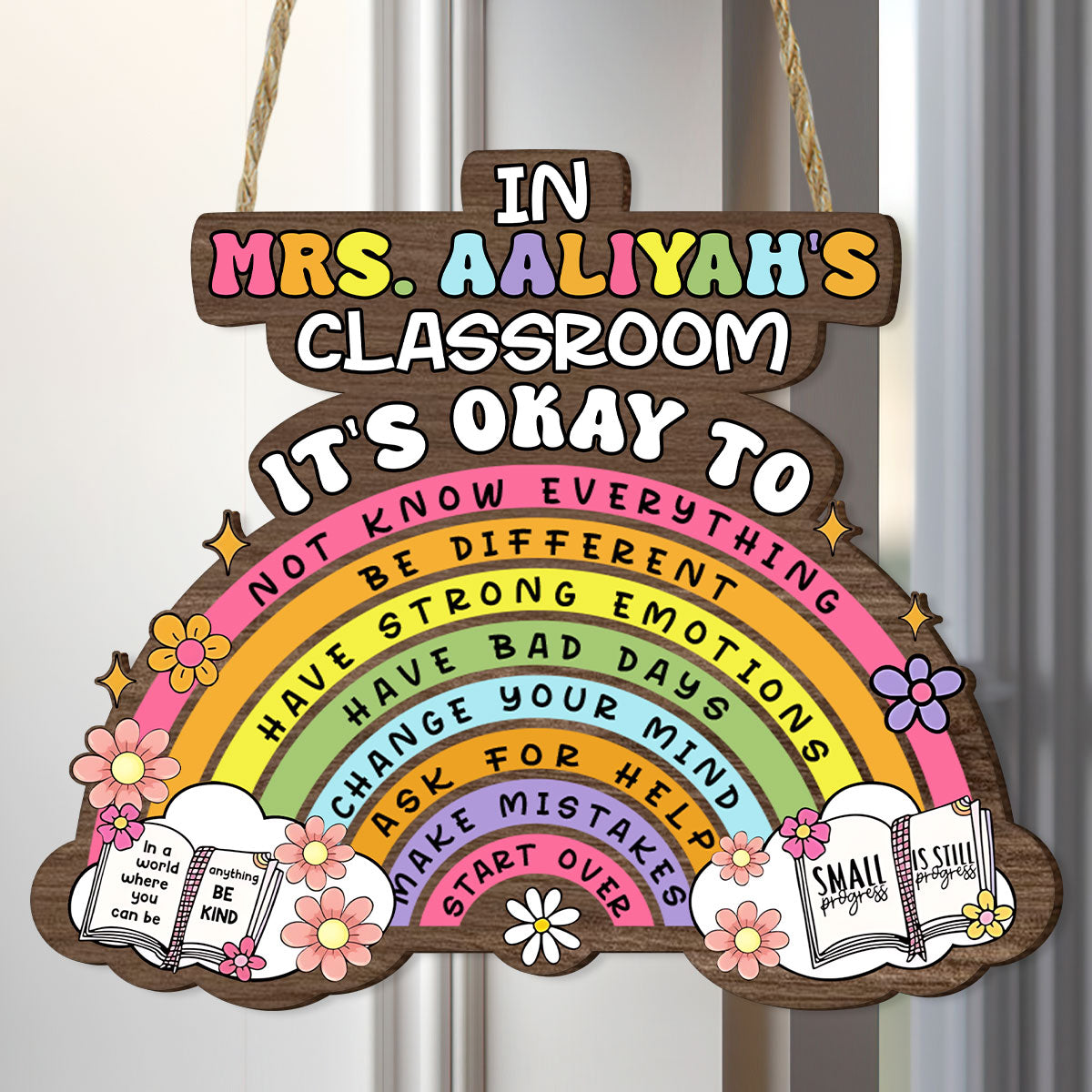 It's Okay To Not Know Everything Classroom Rules - Personalized Wooden Door Sign