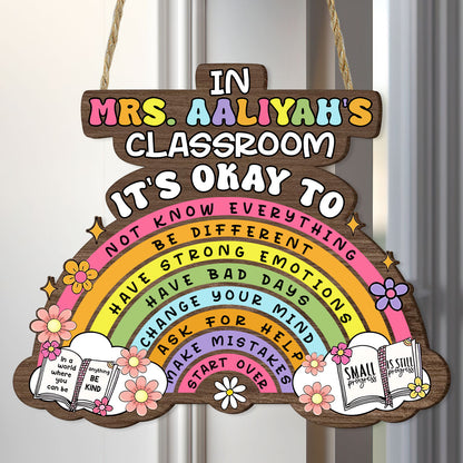 It's Okay To Not Know Everything Classroom Rules - Personalized Wooden Door Sign
