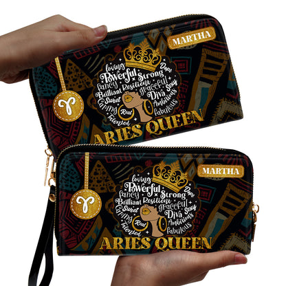 Zodiac Queen - Personalized Leather Clutch Purse