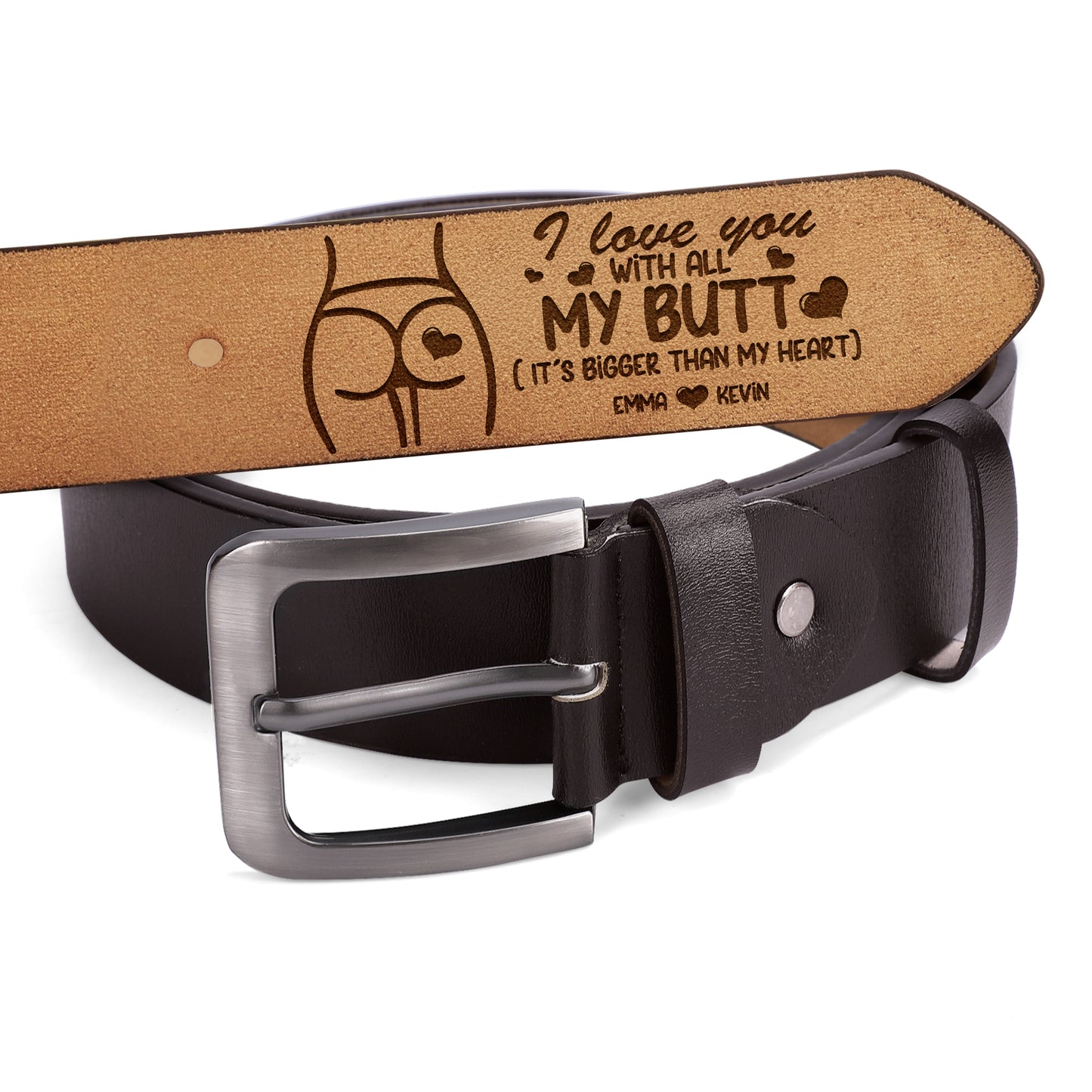 I Love You With All My Butt - Personalized Engraved Leather Belt