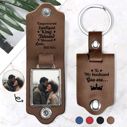 To My Husband You Are King - Personalized Leather Photo Keychain SBLPKLPA2493D