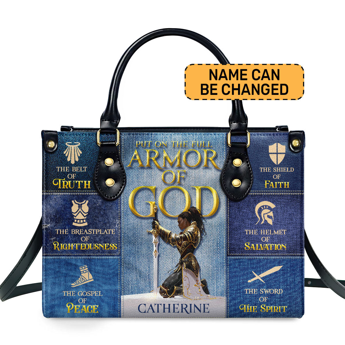 Put On The Full Armor Of God - Personalized Leather Handbag SBLHBHA49