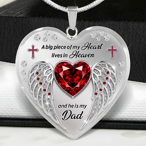 A Big Piece Of My Heart Lives In Heaven - Personalized Heart Necklace