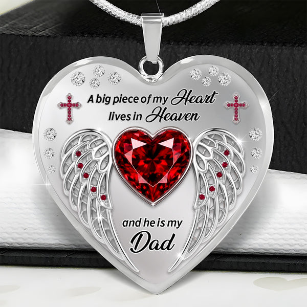 A Big Piece Of My Heart Lives In Heaven - Personalized Heart Necklace