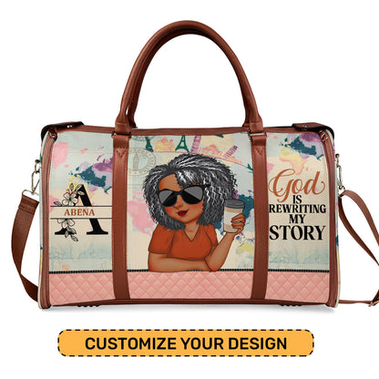 God Is Rewriting My Story - Personalized Leather Duffle Bag SBDFLM1330D