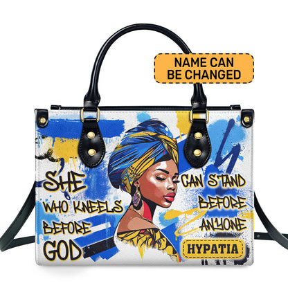 She Who Kneels Before God - Personalized Leather Handbag SBLHBLN1869TA