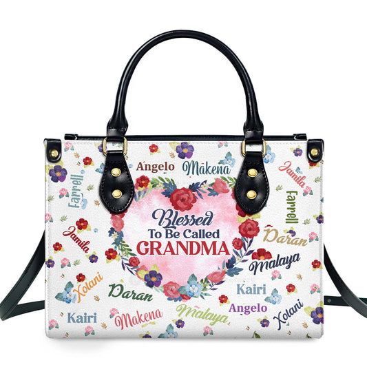 Grandma Flower - Personalized Leather Handbag SBLHBLM1991L